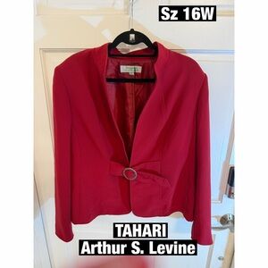 Tahari Red Women's Christmas Blazer with Buckle Detail